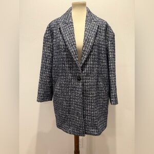 Like New! Massimo Dutti - Wool - Blue Houndstooth Coat